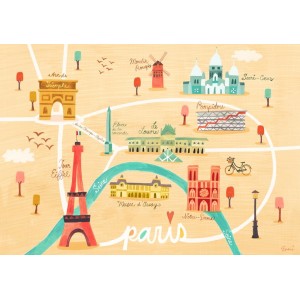 Oopsy Daisy Paris Landmarks by Irene Chan Vinyl Placemat OOPS4349